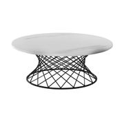 Loxley Coffee Table - White Marble/Black Metal Base