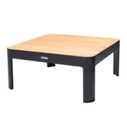 Portals Outdoor Square Coffee Table - Black with Natural Teak Wood Top
