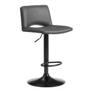 Thierry Adjustable Faux Leather Swivel Bar Stool - Gray/Black