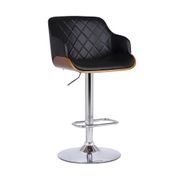 Toby Contemporary Adjustable Faux Leather Swivel Bar Stool - Black/Stainless Steel