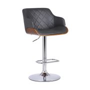 Toby Contemporary Adjustable Faux Leather Swivel Bar Stool - Gray/Stainless Steel