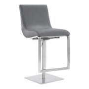 Victory Contemporary Adjustable Faux Leather Swivel Bar Stool - Gray/Stainless Steel