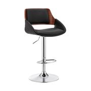 Colby Adjustable Faux Leather Swivel Bar Stool - Black/Chrome
