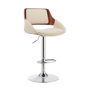 Colby Adjustable Faux Leather Swivel Bar Stool - Cream/Chrome