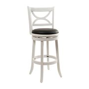 Florence Faux Leather 29" Swivel Bar Stool - Black/Distressed White