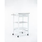 Hennington Kitchen Cart with Stainless Steel Top - White Wash