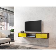Liberty Floating Entertainment Center - Yellow/Rustic Brown