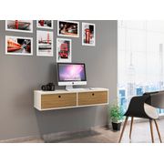 Liberty Floating Office Desk - Off White/Cinnamon
