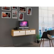 Liberty Floating Office Desk - Off White/Cinnamon