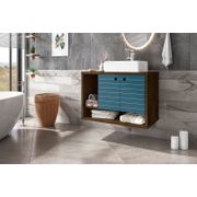 Liberty Floating Bathroom Faux Marble Single Sink Vanity - 31.5", Rustic Brown/Aqua
