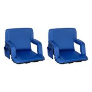Portable Lightweight Reclining Stadium Chairs with Storage Pockets and Backpack Straps - Set of 2