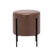 Modern Faux Leather Ottoman with Metal Base - 16", Light Brown