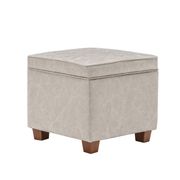 Faux Leather Storage Ottoman with Lift-off Lid - Distressed Tan