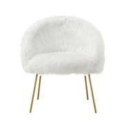 Faux Leather Accent Chair - White/Gold