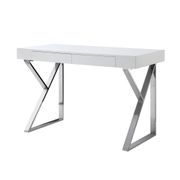 2-Drawer Modern Contemporary Desk - White/Chrome