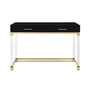 2 Drawers Writing Desk with Acrylic Legs - Black