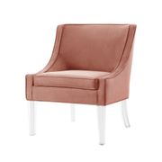 Velvet Armless Accent Chair with Acrylic Legs - Blush