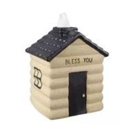 Bless You Ceramic House Tissue Cover - 8.25", Brown