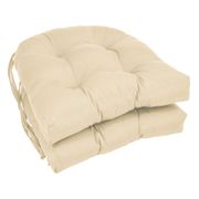 Twill Tufted Chair Cushions - 16", Set of 2, Natural