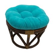 Round Micro Suede Tufted Footstool Cushion - 18", Aqua