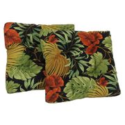 Squared Polyester Tufted Dining Chair Cusion - 19", Set of 2, Tropical Pattern