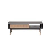 Black with Natural Wicker Coffee Table