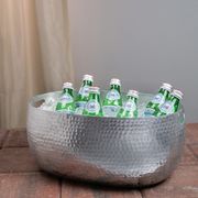 Handcrafted Hammered Stainless Steel Oval Beverage Tub