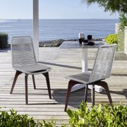 Island Outdoor Patio Eucalyptus Wood Dining Chair - Dark with Silver Rope - Set of 2