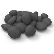 Regal Flame Set of 24 Light Weight Ceramic Fiber Gas Ethanol Electric Fireplace Pebbles in Black