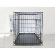 Double Door Dog Cage with Plastic Tray - Black