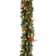 Classical Collection Garland with Red Berries, Cones, Holly Leaves 9'