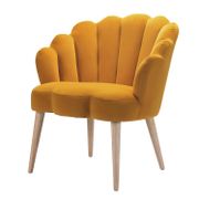 Flora Scalloped Velvet Arm Chair - Mustard