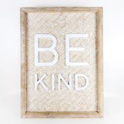 Be Kind Bamboo Wood Framed Sign  - White/Brown/Natural