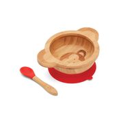 Red Rover 20011 Natural Bamboo and Silicone Suction Bowl and Spoon - Monkey Design