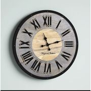 Wood Distressed Clock - 30'', Gray