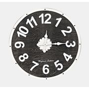 Distressed Solid Wood Clock - 24'', Black/White