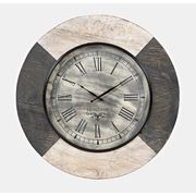 Solid Wood Distressed Clock - 24'', Distresed White/Gray