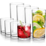 Plastic Tumblers Drinking Glasses - Set of 8, Clear