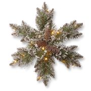 Glittery Bristle 18" Artificial Pine Snowflake with Battery Operated Warm White LED Lights