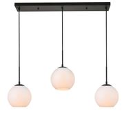 Baxter 3-Light Linear Island Pendant with Frosted Glass - 36", Black