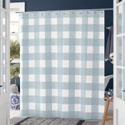 Izora Plaid Single Shower Curtain - 74", Sea Blue