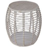 Costas Drum End Table - White Wash