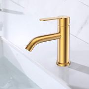 Single Handle Bathroom Faucet With Drainer And Base - Brushed Gold