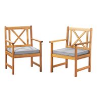 Manchester Acacia Wood Outdoor Chair with Cushions - Set of 2