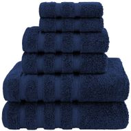 6-Piece Turkish Cotton Towel Set - Navy Blue