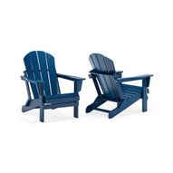 Laguna Poly Folding Adirondack Chairs - Set of 2, Navy Blue