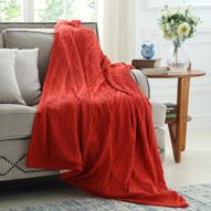 Yara Cable Knit Throw - 50" x 60", Red