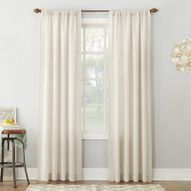 Berwick Linen Blend Solid Semi-Sheer Rod Pocket Curtain Panel - 84", Single, Ivory