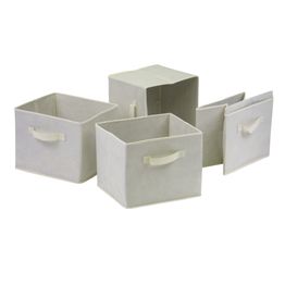 Capri Foldable Fabric Baskets - Set of 4, Beige