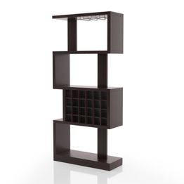 4-Tier Bar Cabinet with 24-bottle Wine Rack - Cappuccino